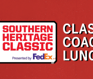 Southern Heritage Classic Coaches Luncheon graphic featuring the Southern Heritage Classic Presented by FedEx logo