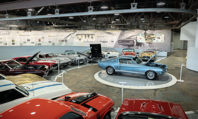 Sports cars on display at Edge Motor Museum.