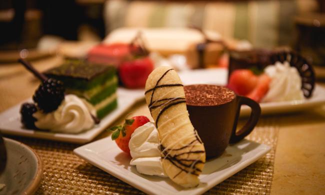 A table full of desserts from Chez Philippe at The Peabody Memphis.